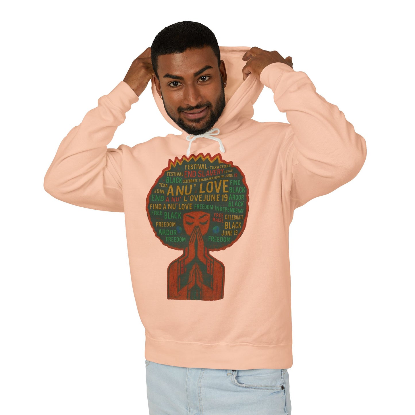 Afro Love Typography Hoodie — Black Pride Afro Woman Graphic Sweatshirt