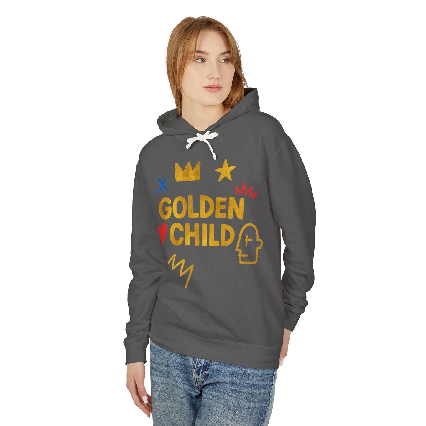 Golden Child Hoodie — Cute Gold Graphic Lightweight Sweatshirt