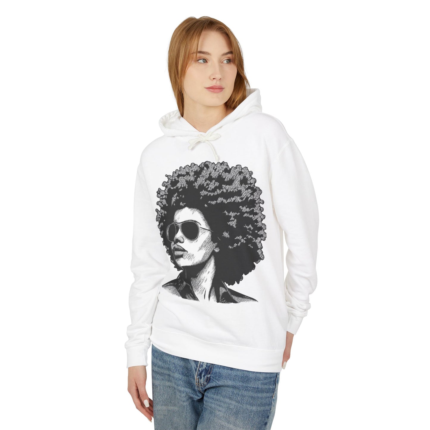 Afro Chic Portrait Hoodie — Retro Afrocentric Graphic Sweatshirt