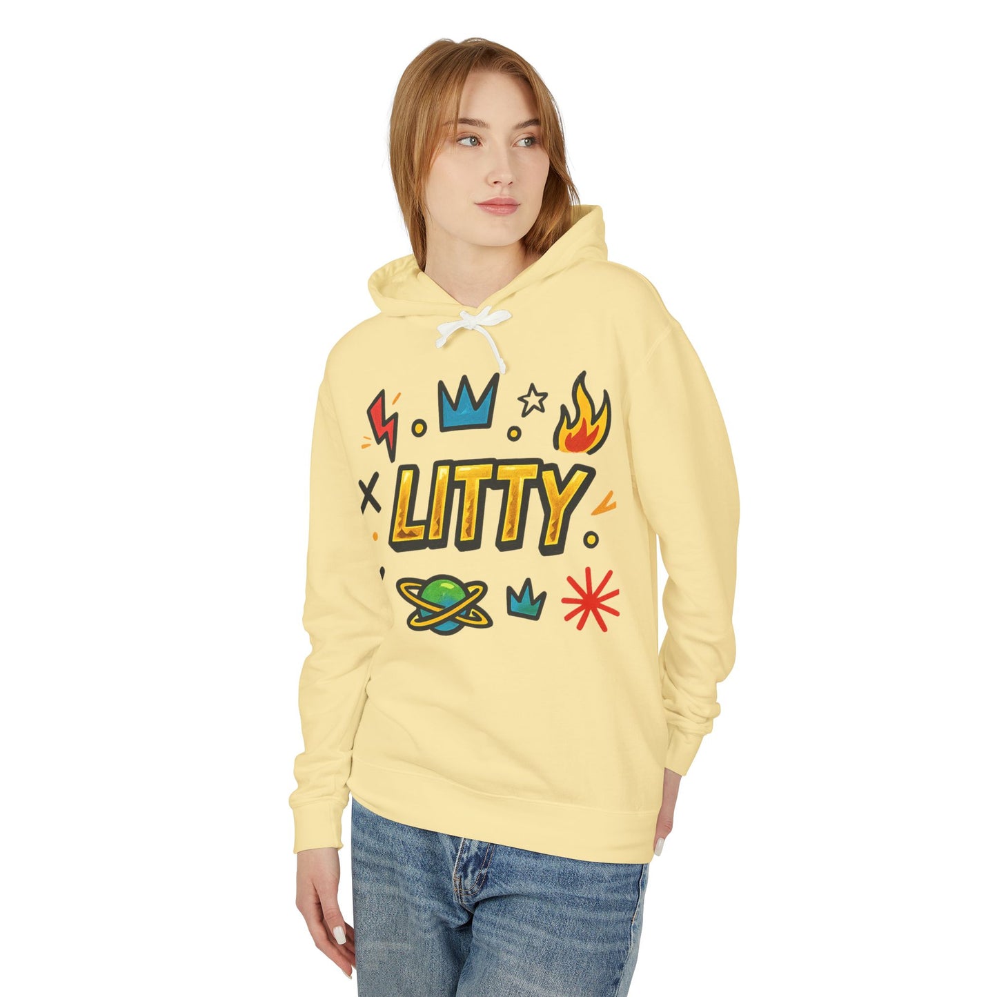 Litty Graphic Hoodie — Fun Cartoon Doodle Streetwear Pullover