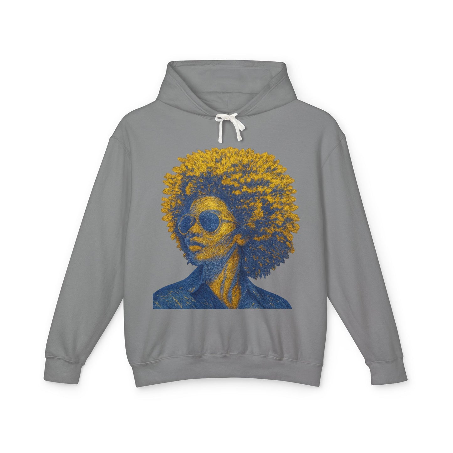 Afro Chic Portrait Hoodie — Vintage Retro Woman with Sunglasses Sweatshirt
