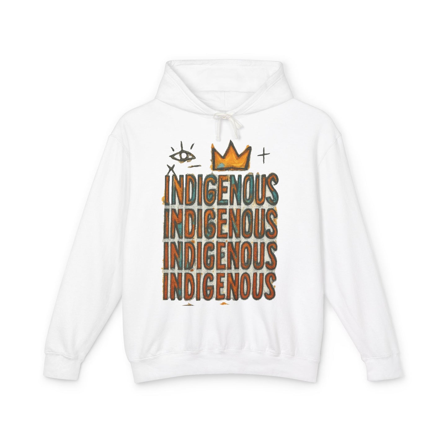 Indigenous Repeated Text Graphic Hoodie — Native Pride Lightweight Sweatshirt