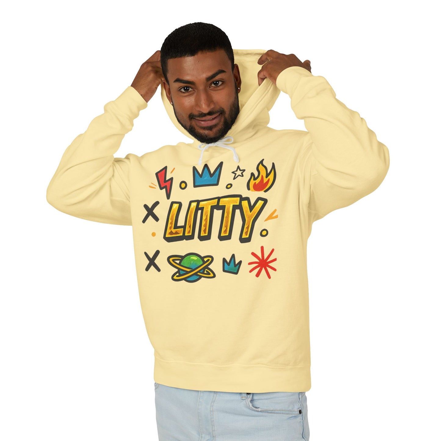 Litty Graphic Hoodie — Fun Cartoon Doodle Streetwear Pullover
