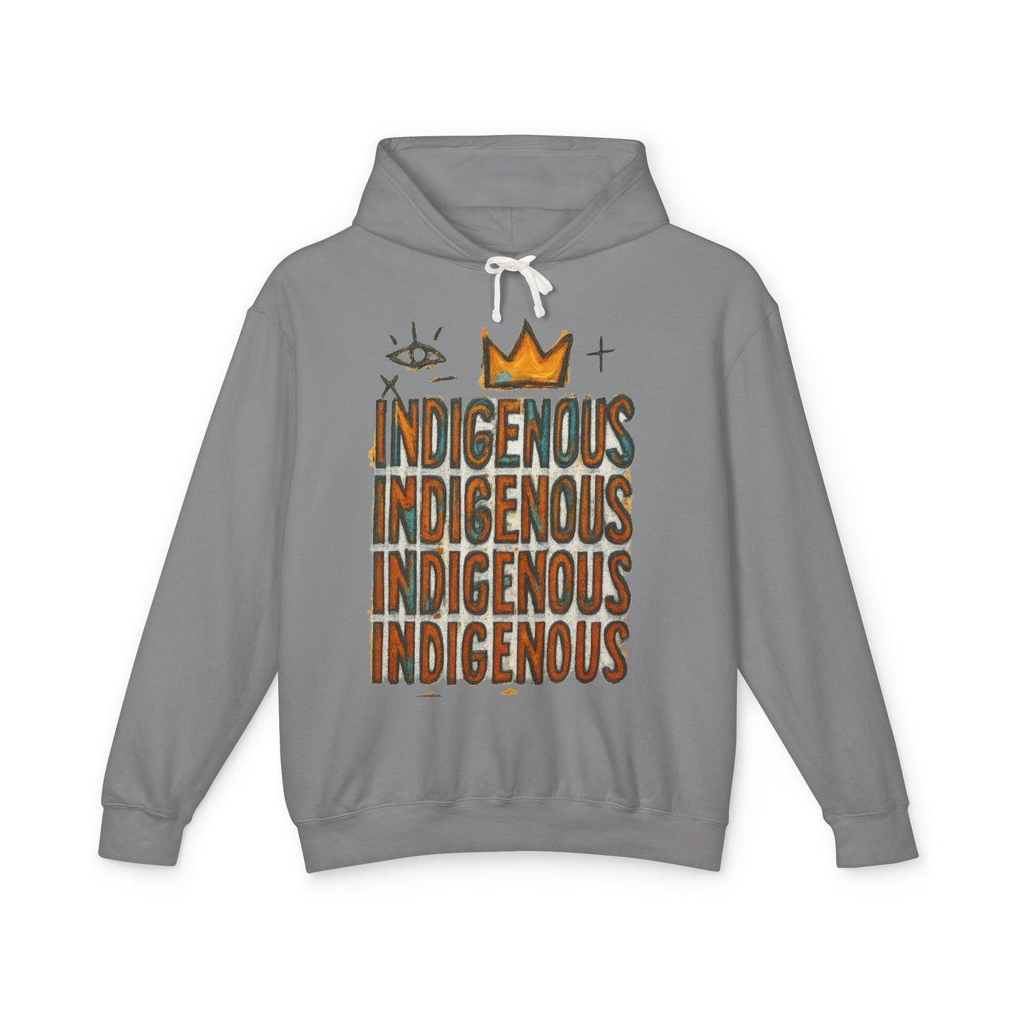 Indigenous Repeated Text Graphic Hoodie — Native Pride Lightweight Sweatshirt