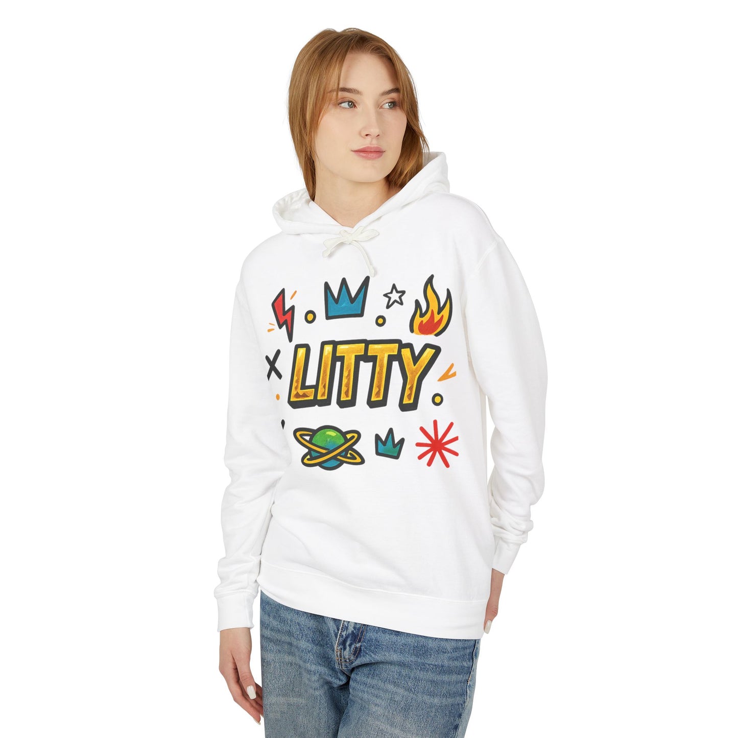 Litty Graphic Hoodie — Fun Cartoon Doodle Streetwear Pullover