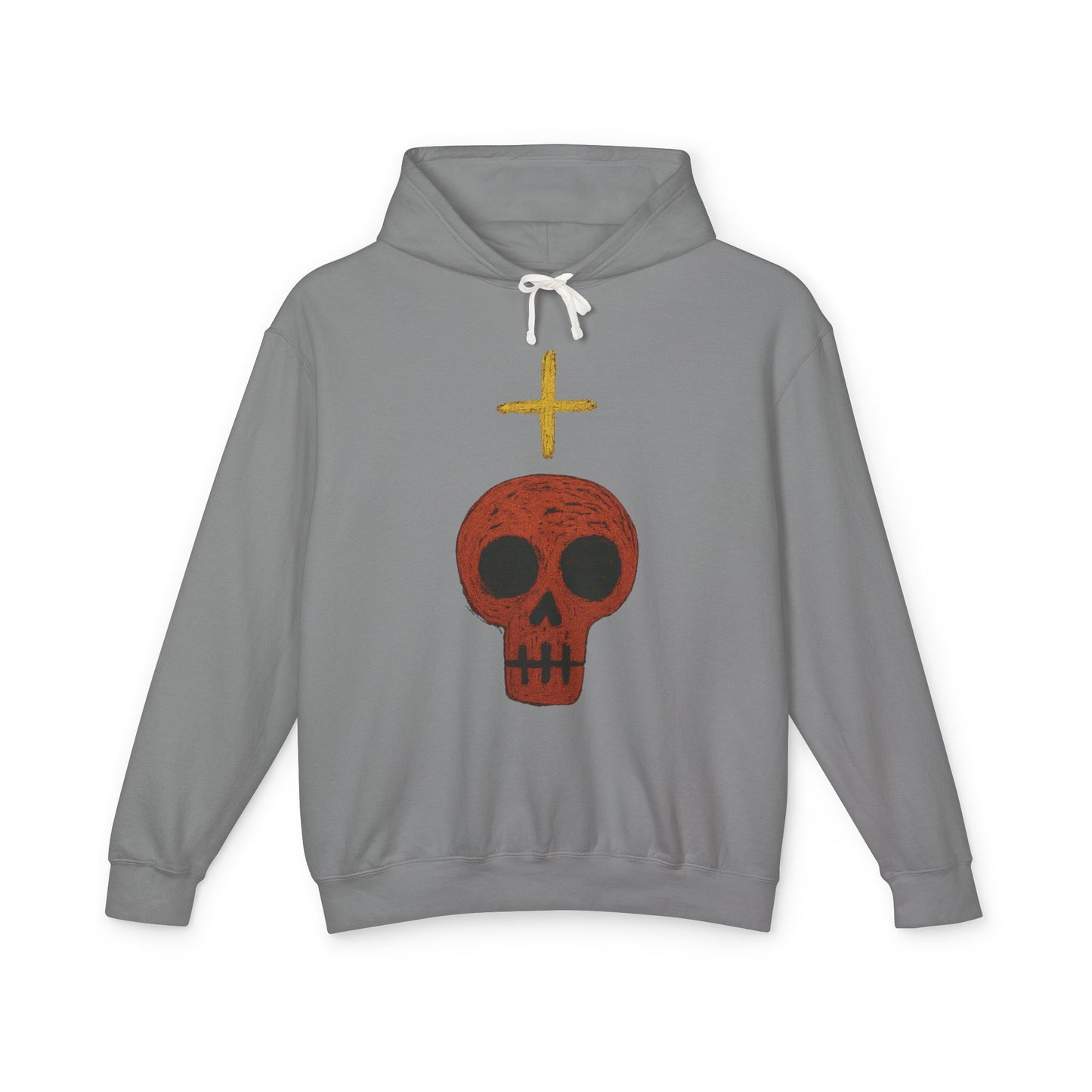 Skull Cross Minimal Hoodie — Gothic Red Skull Graphic Sweatshirt