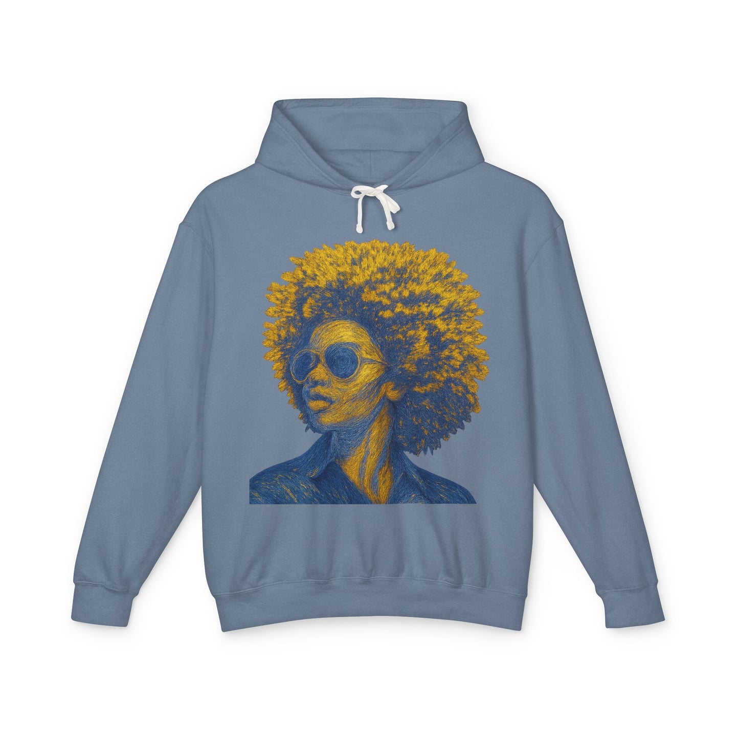 Afro Chic Portrait Hoodie — Vintage Retro Woman with Sunglasses Sweatshirt