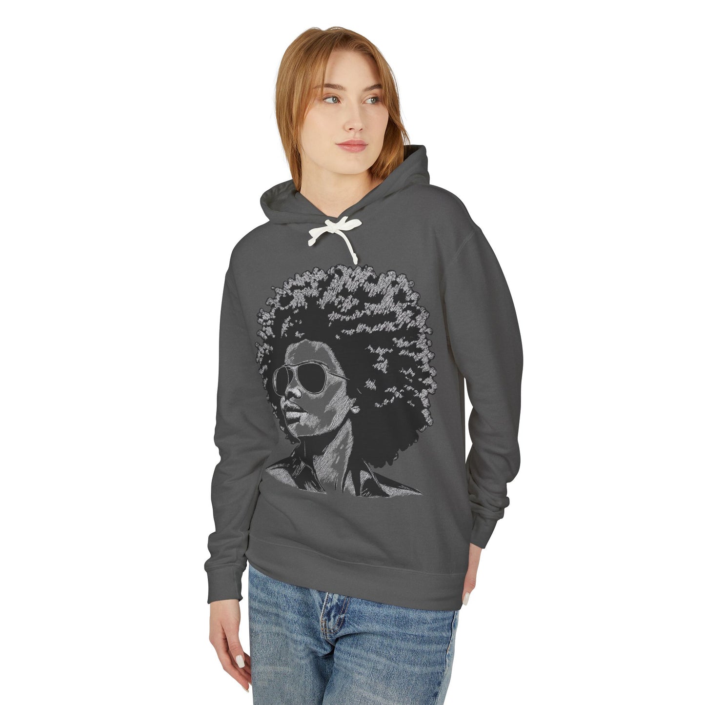 Afro Chic Portrait Hoodie — Retro Afrocentric Graphic Sweatshirt