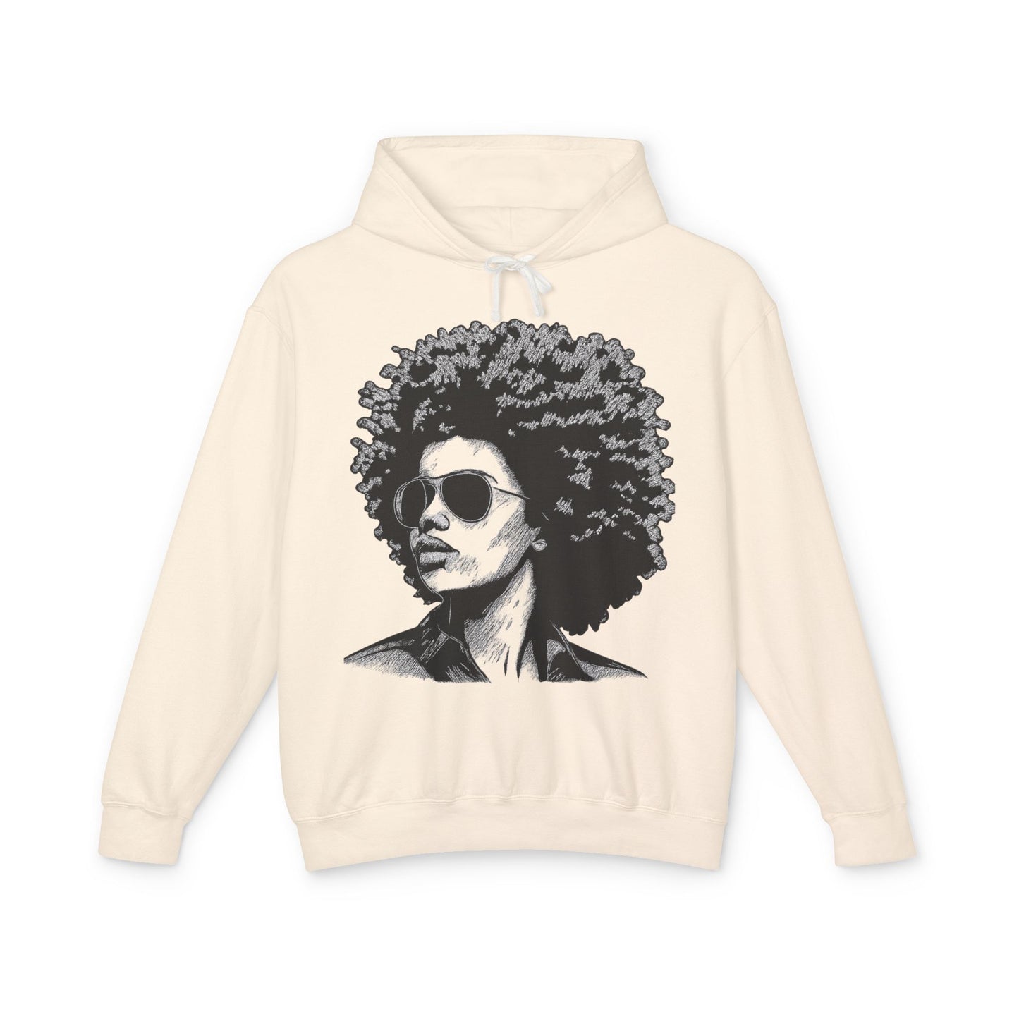 Afro Chic Portrait Hoodie — Retro Afrocentric Graphic Sweatshirt