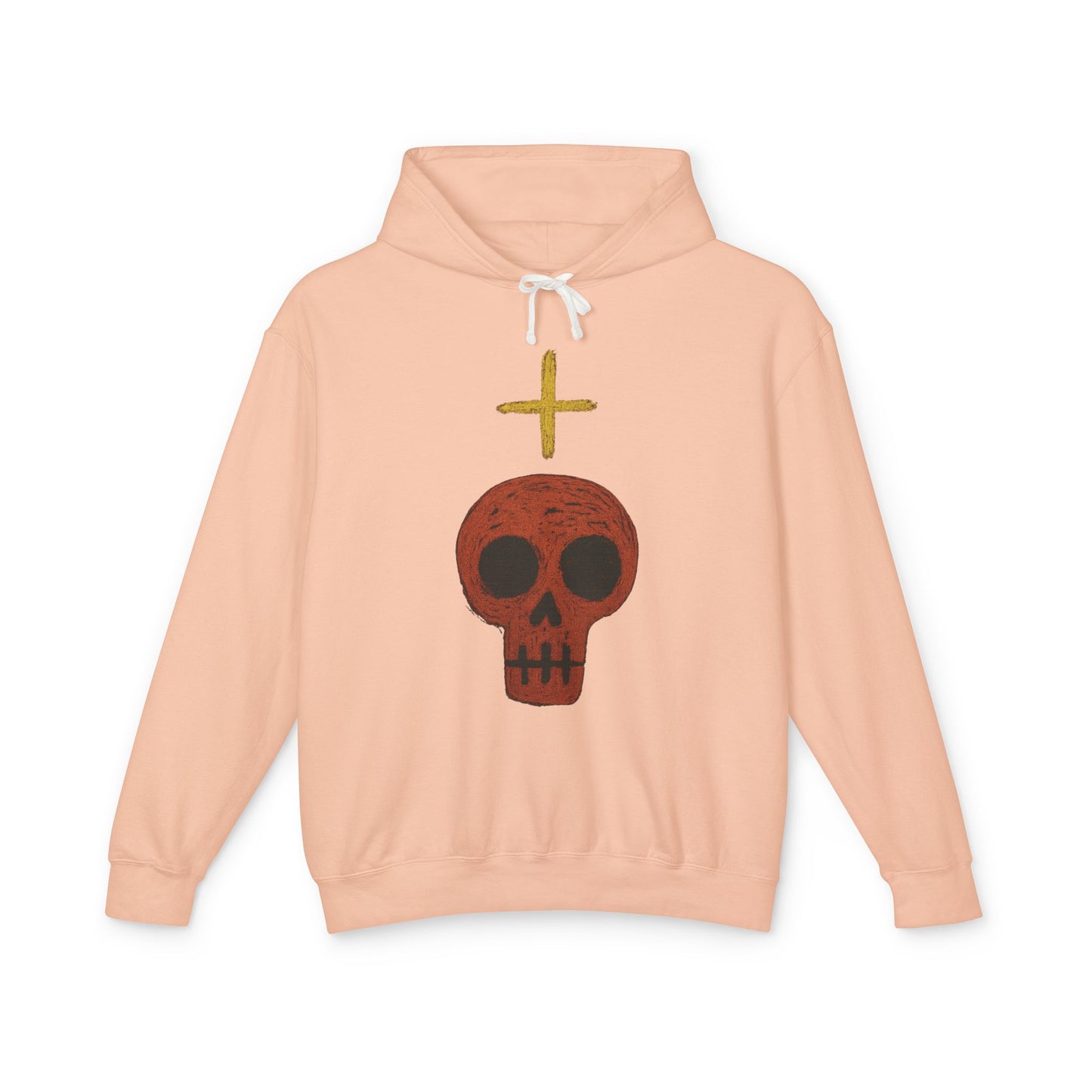 Skull Cross Minimal Hoodie — Gothic Red Skull Graphic Sweatshirt