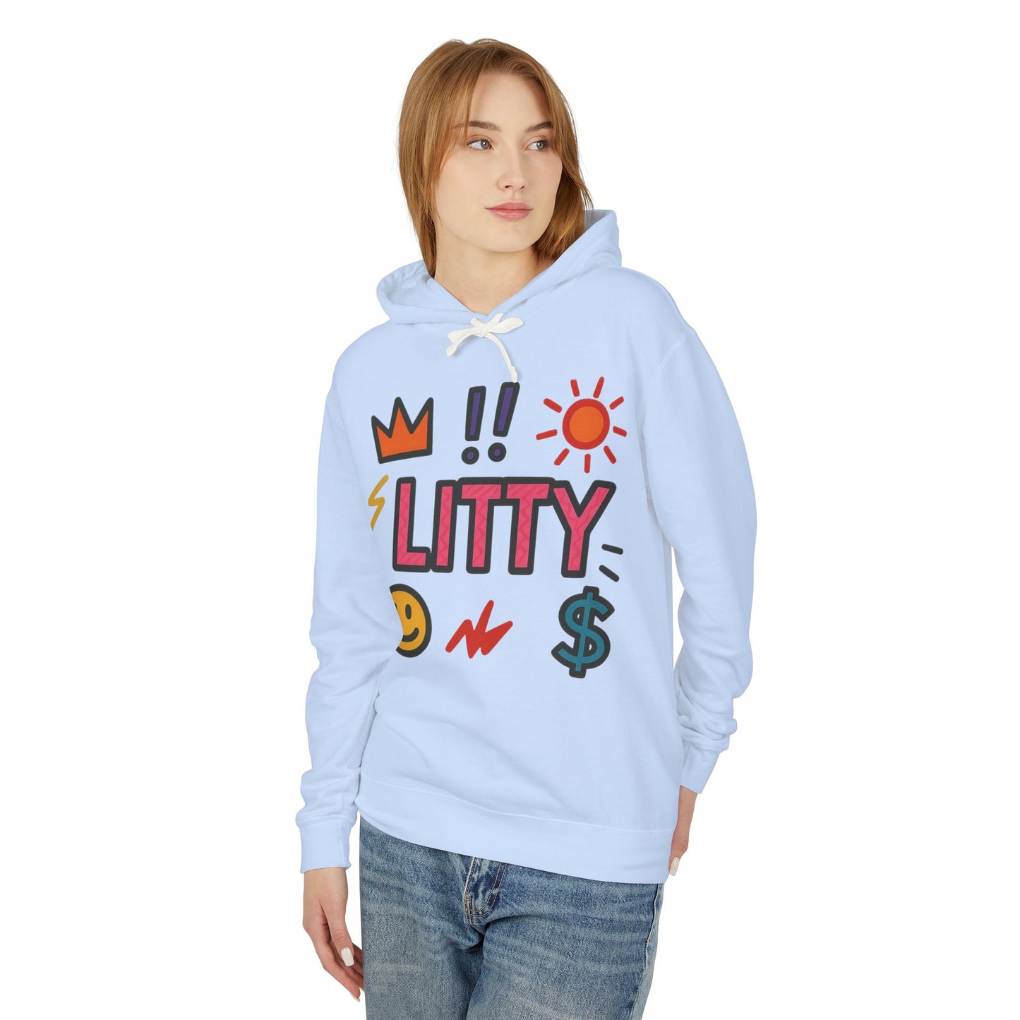 Litty Graphic Hoodie — Fun Pop Art Crown, Smiley & Dollar Design