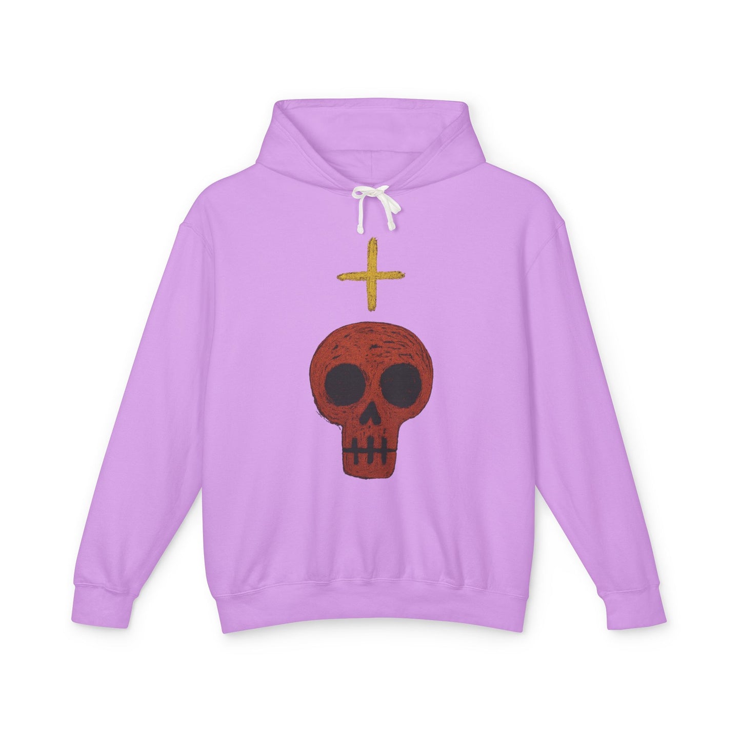 Skull Cross Minimal Hoodie — Gothic Red Skull Graphic Sweatshirt