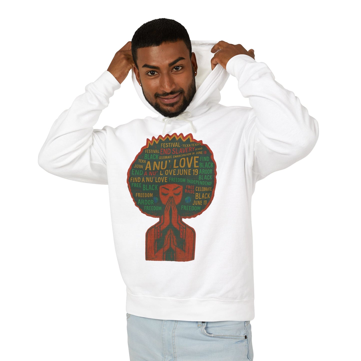 Afro Love Typography Hoodie — Black Pride Afro Woman Graphic Sweatshirt