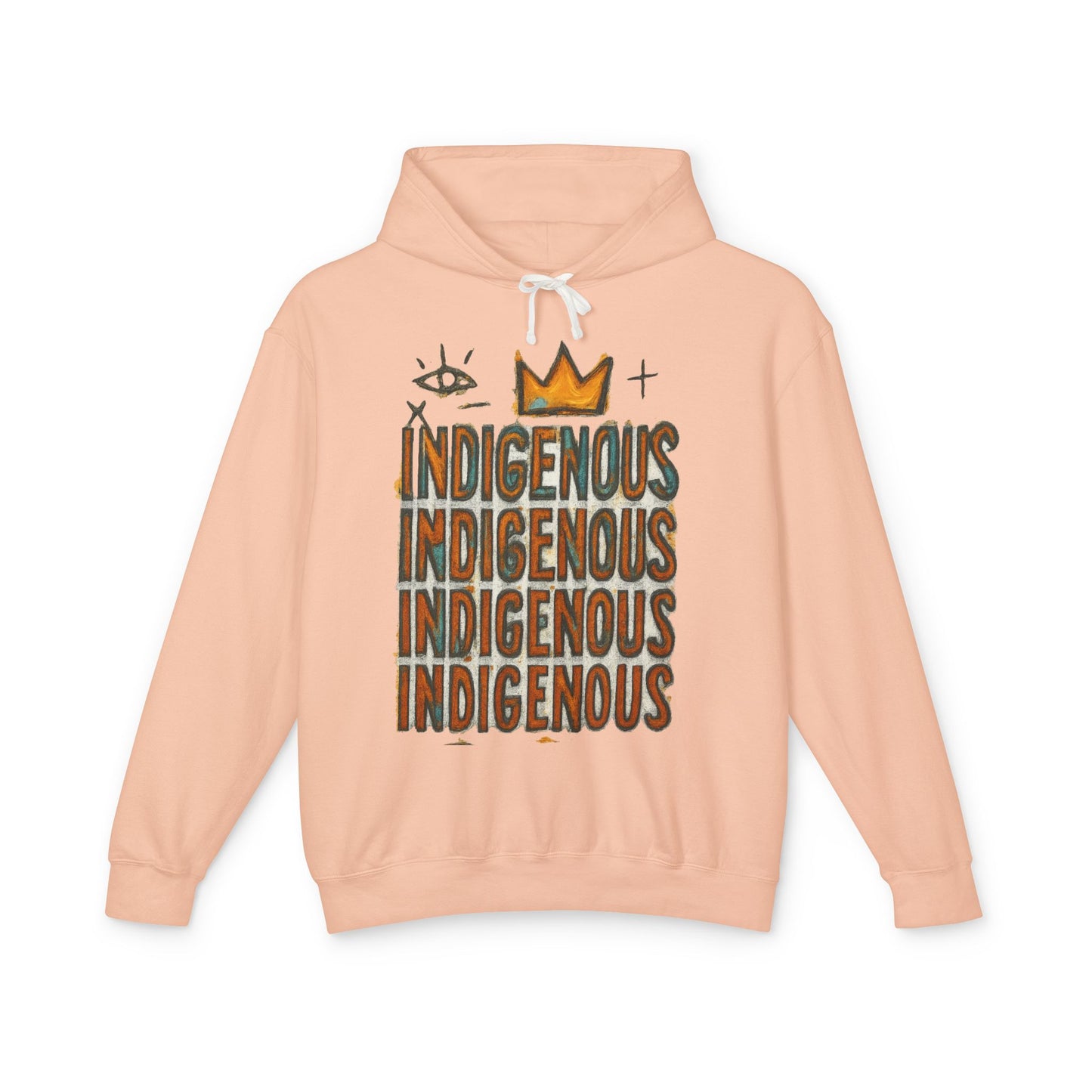 Indigenous Repeated Text Graphic Hoodie — Native Pride Lightweight Sweatshirt