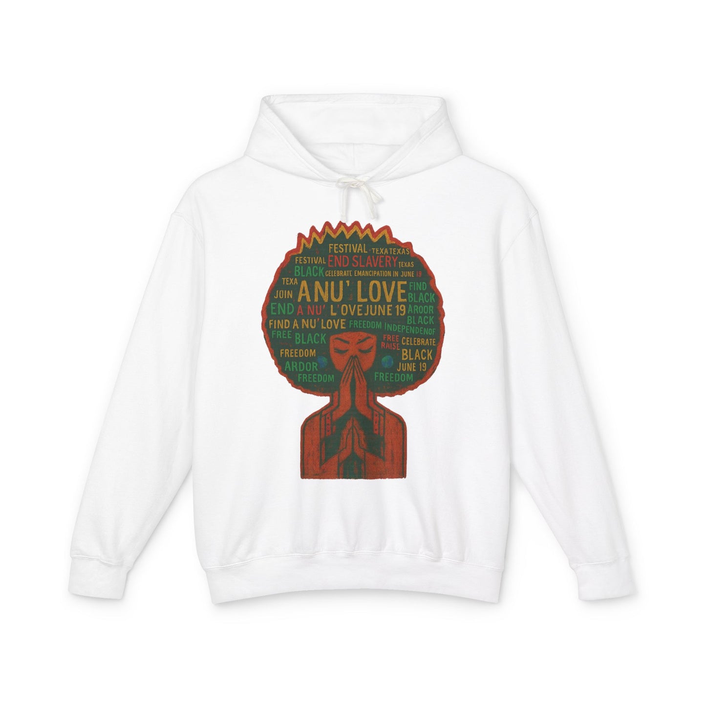 Afro Love Typography Hoodie — Black Pride Afro Woman Graphic Sweatshirt