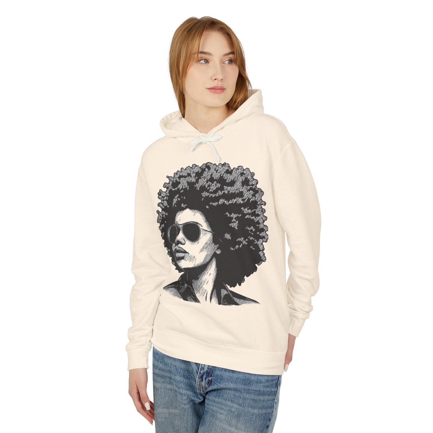 Afro Chic Portrait Hoodie — Retro Afrocentric Graphic Sweatshirt