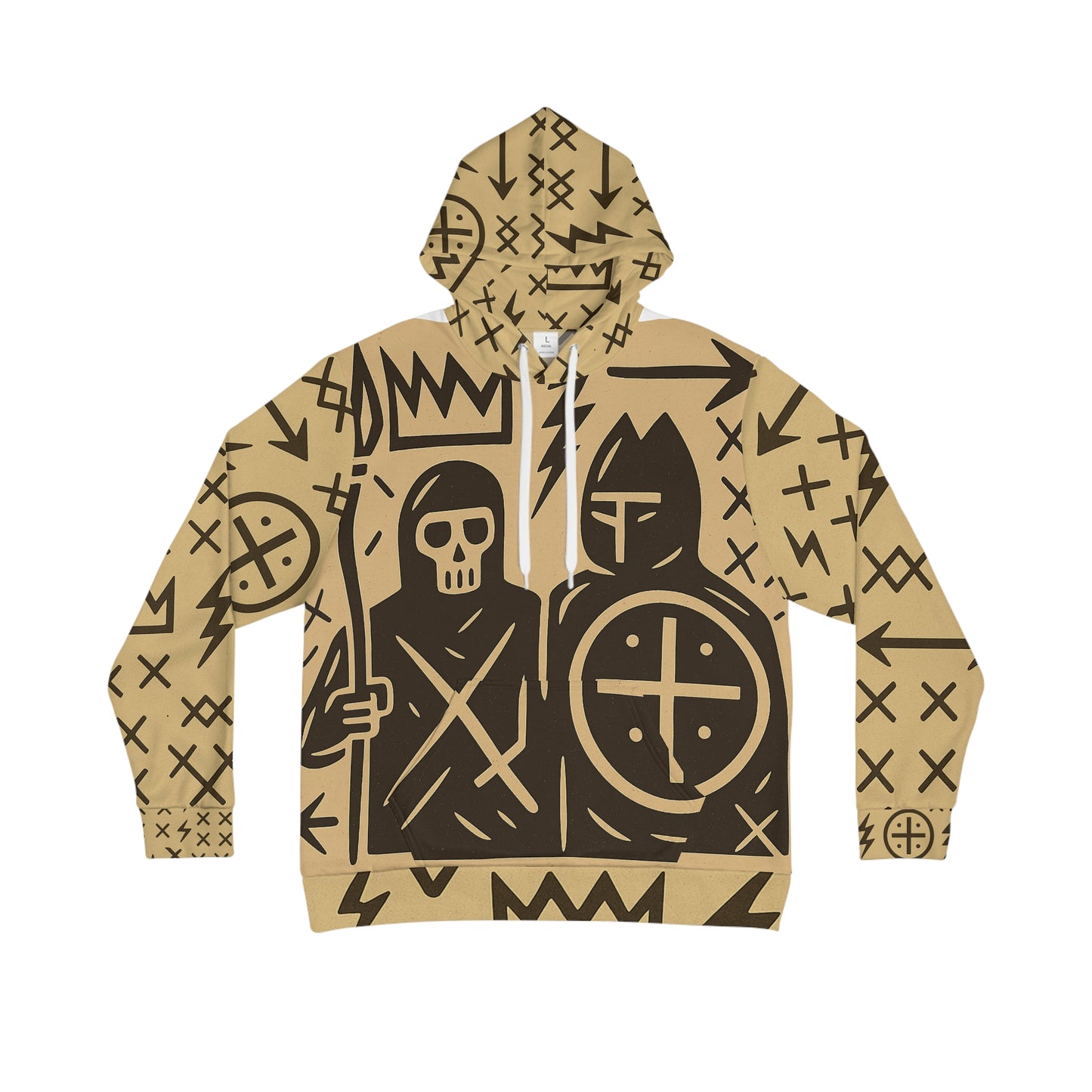 Viking Shield & Skull Pattern Hoodie — Norse Rune All-Over Print