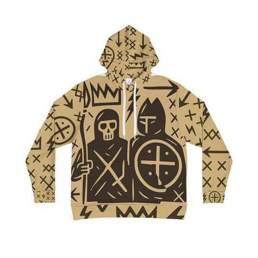 Viking Shield & Skull Pattern Hoodie — Norse Rune All-Over Print
