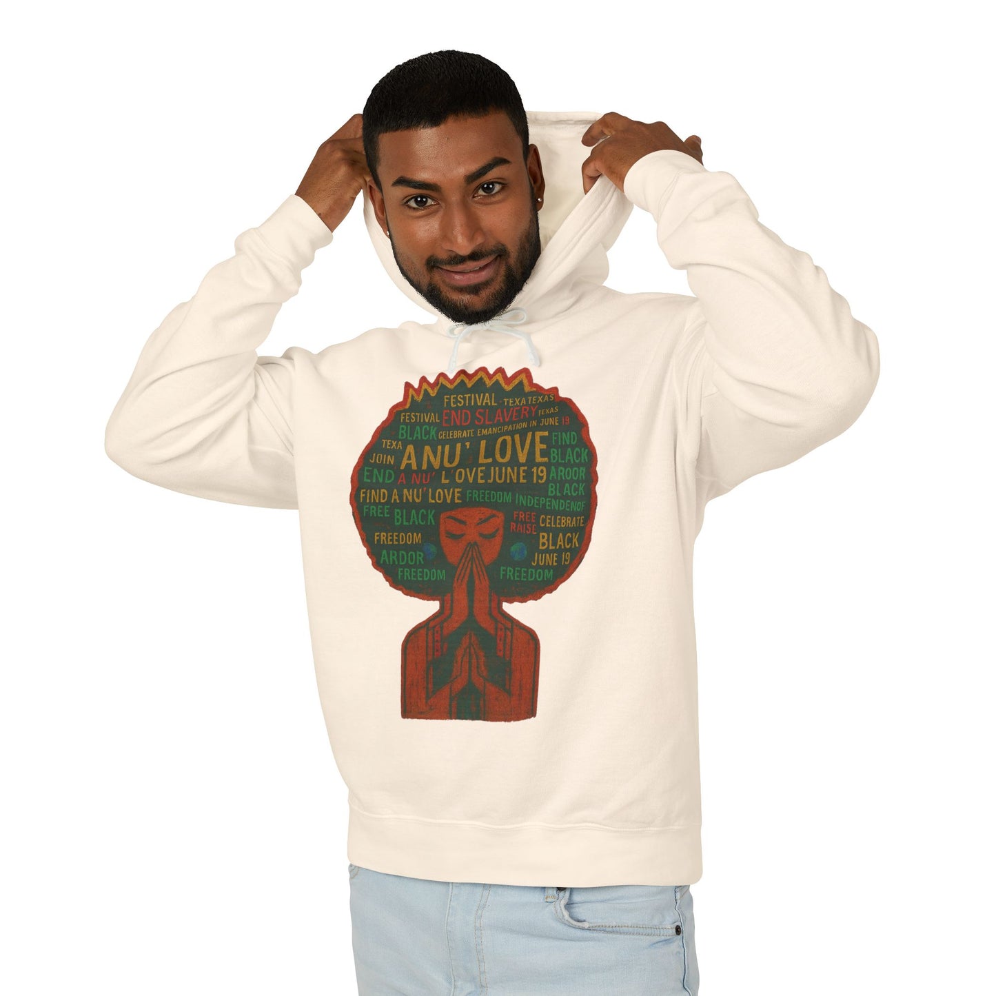 Afro Love Typography Hoodie — Black Pride Afro Woman Graphic Sweatshirt