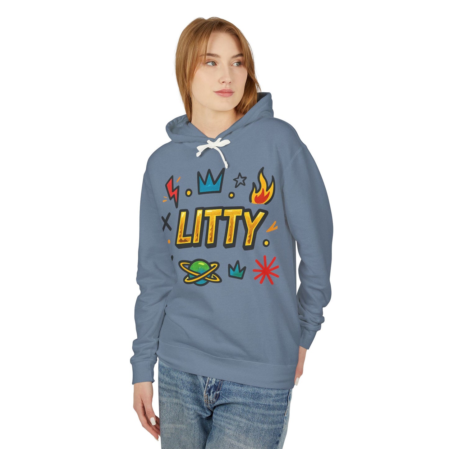 Litty Graphic Hoodie — Fun Cartoon Doodle Streetwear Pullover