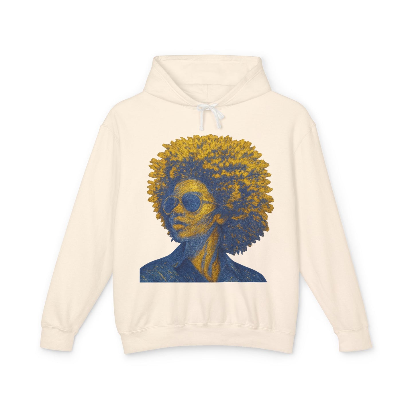 Afro Chic Portrait Hoodie — Vintage Retro Woman with Sunglasses Sweatshirt