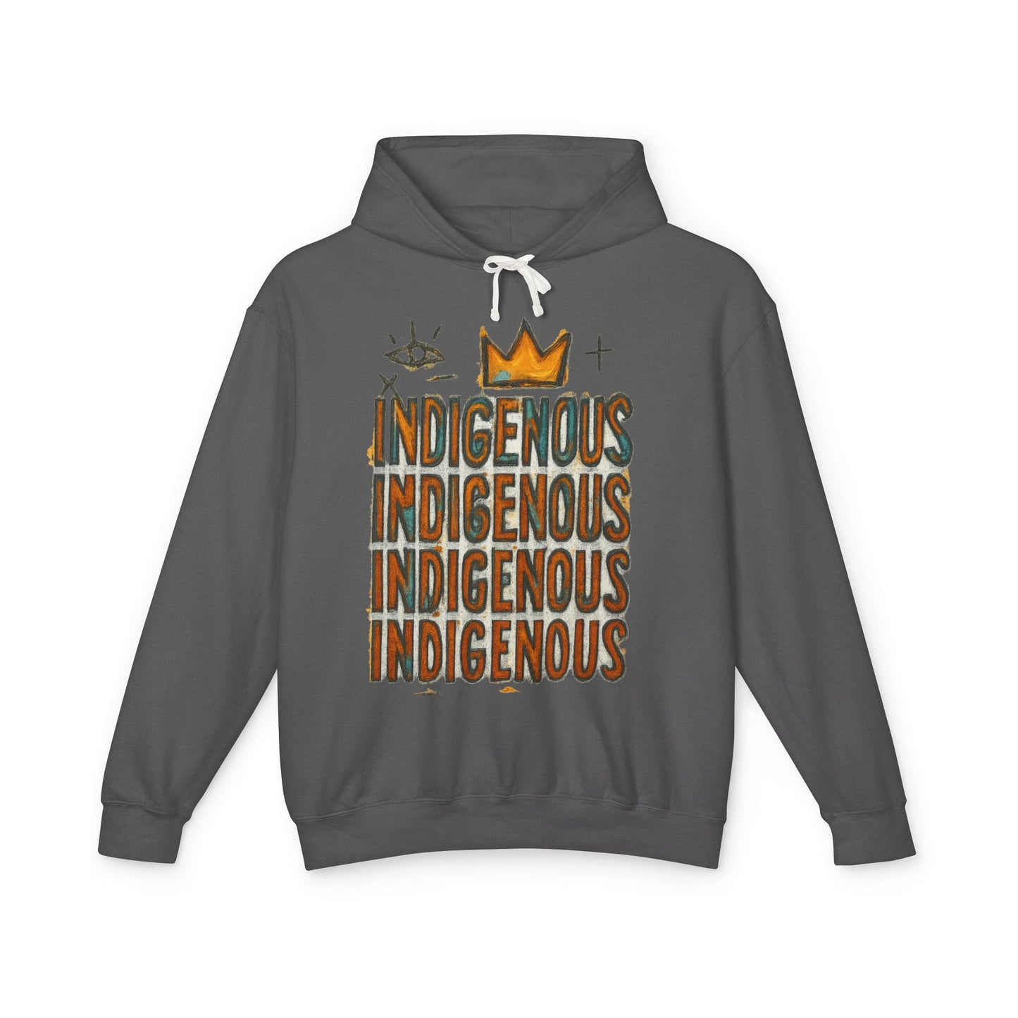 Indigenous Repeated Text Graphic Hoodie — Native Pride Lightweight Sweatshirt