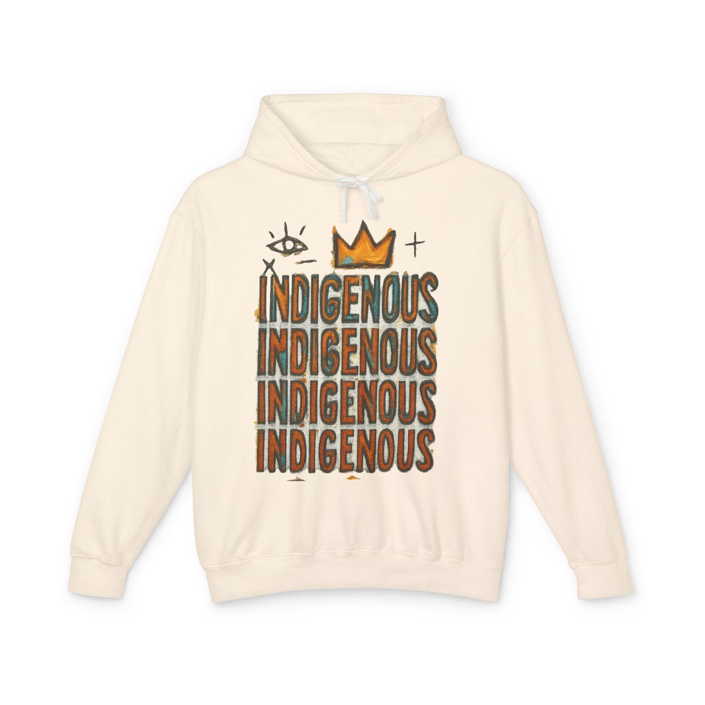 Indigenous Repeated Text Graphic Hoodie — Native Pride Lightweight Sweatshirt