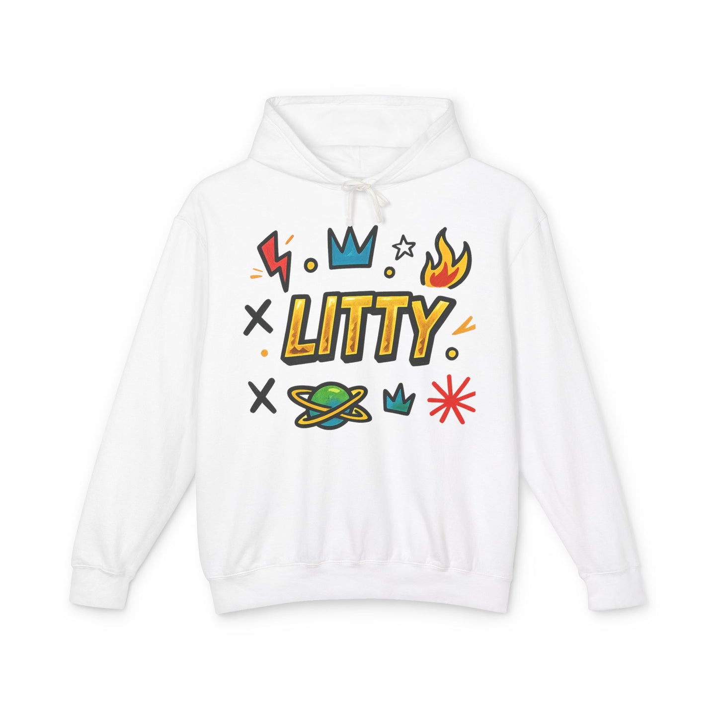 Litty Graphic Hoodie — Fun Cartoon Doodle Streetwear Pullover