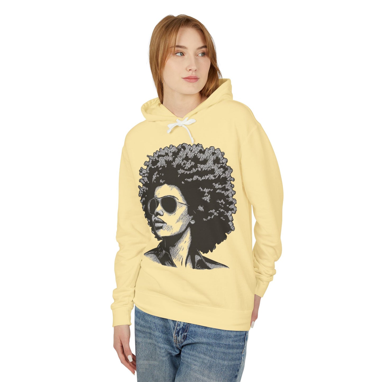Afro Chic Portrait Hoodie — Retro Afrocentric Graphic Sweatshirt
