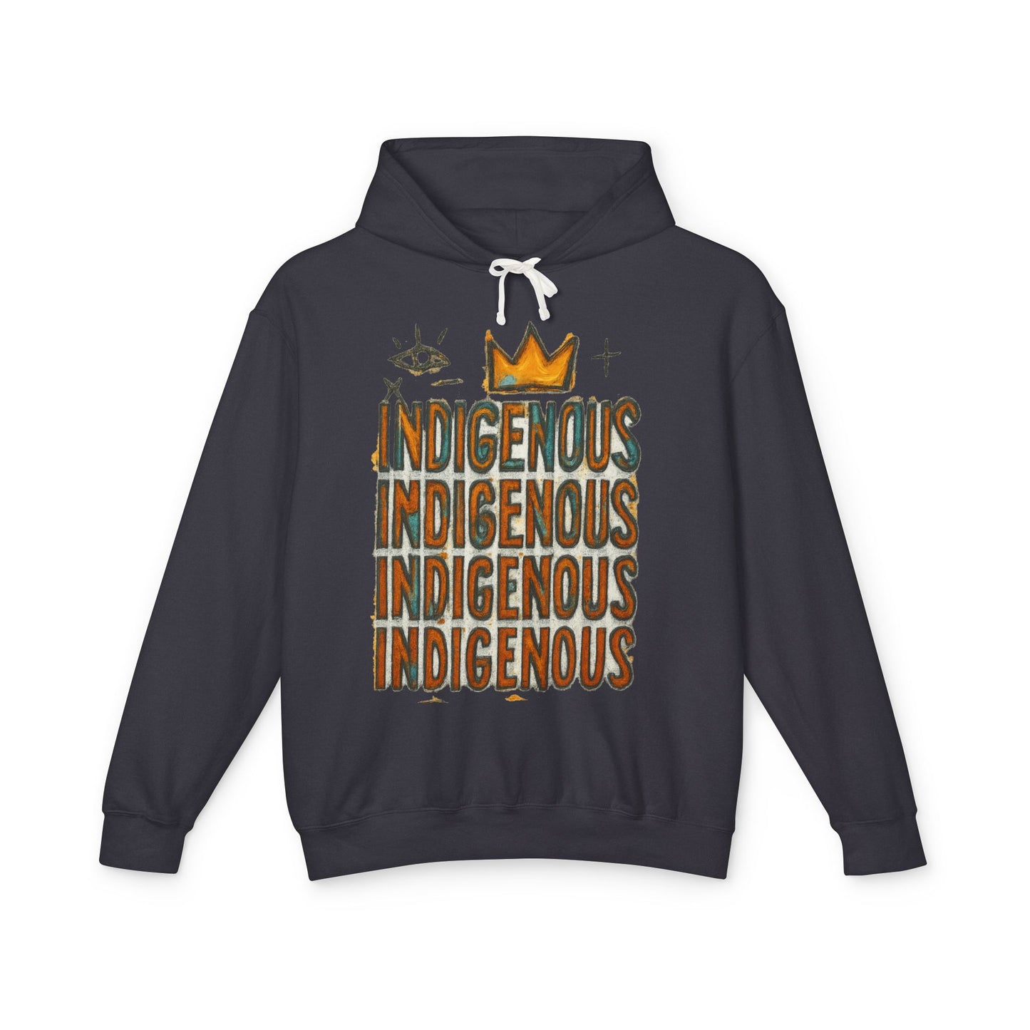 Indigenous Repeated Text Graphic Hoodie — Native Pride Lightweight Sweatshirt