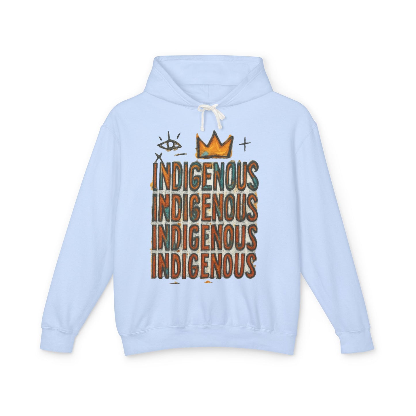 Indigenous Repeated Text Graphic Hoodie — Native Pride Lightweight Sweatshirt