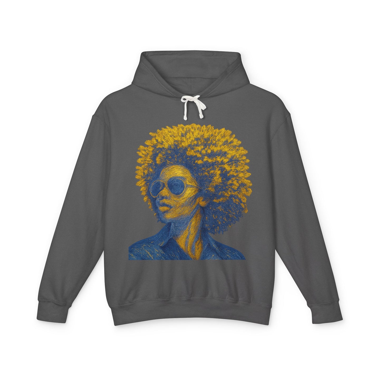 Afro Chic Portrait Hoodie — Vintage Retro Woman with Sunglasses Sweatshirt