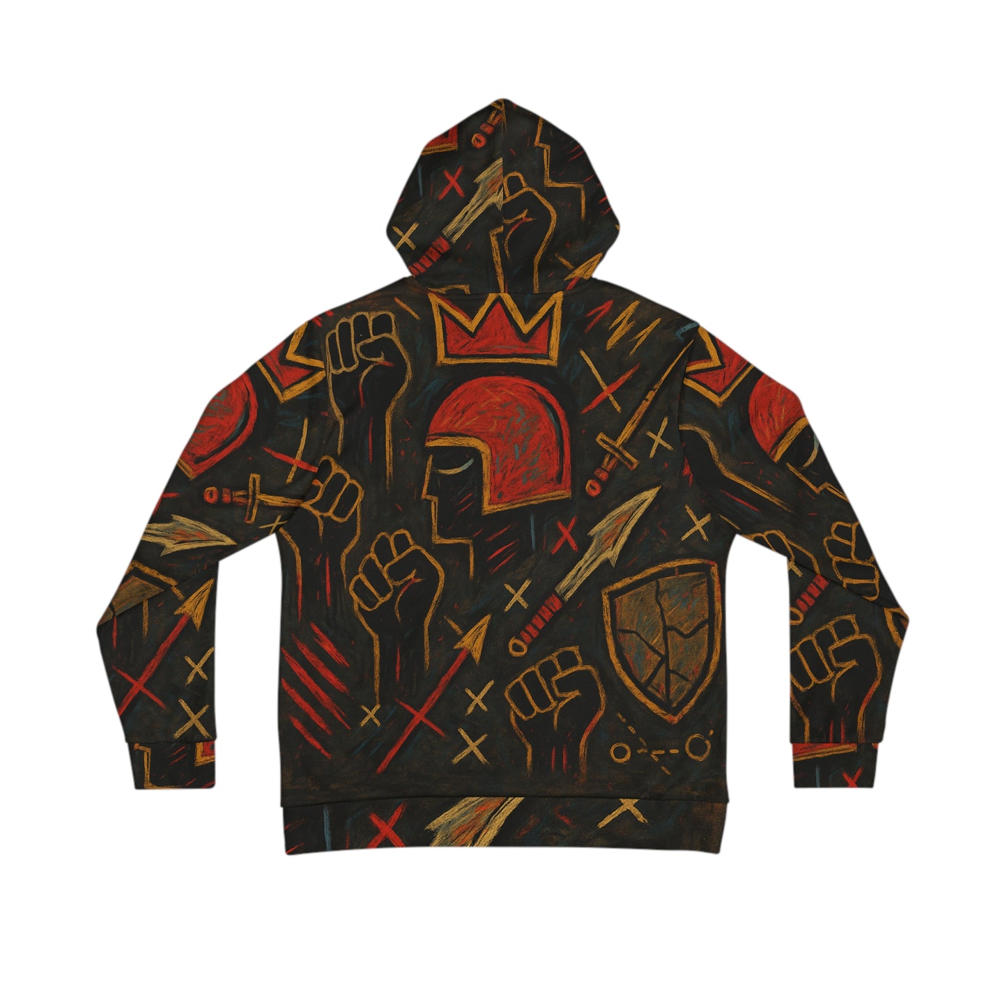 Men's Hoodie — Medieval Knight & Fist Graphic All-Over Print