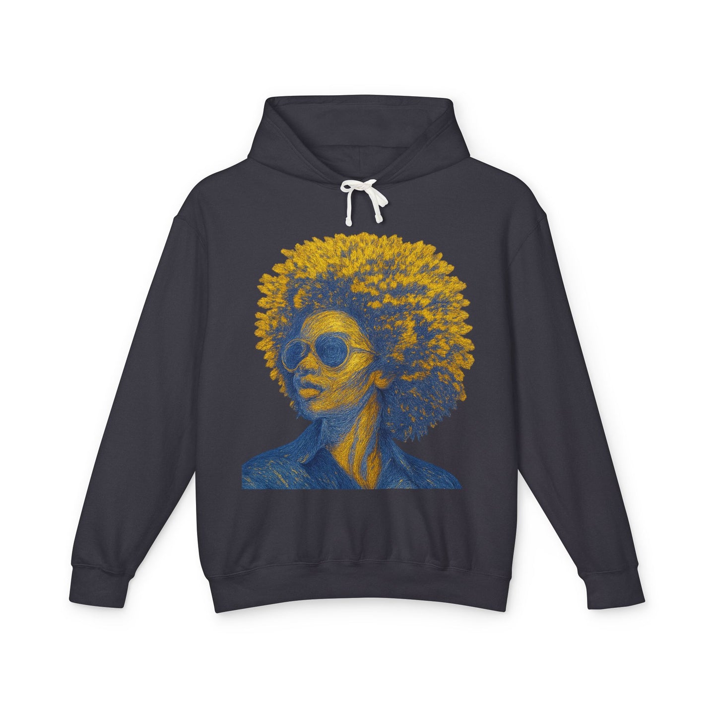 Afro Chic Portrait Hoodie — Vintage Retro Woman with Sunglasses Sweatshirt