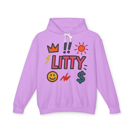 Litty Graphic Hoodie — Fun Pop Art Crown, Smiley & Dollar Design