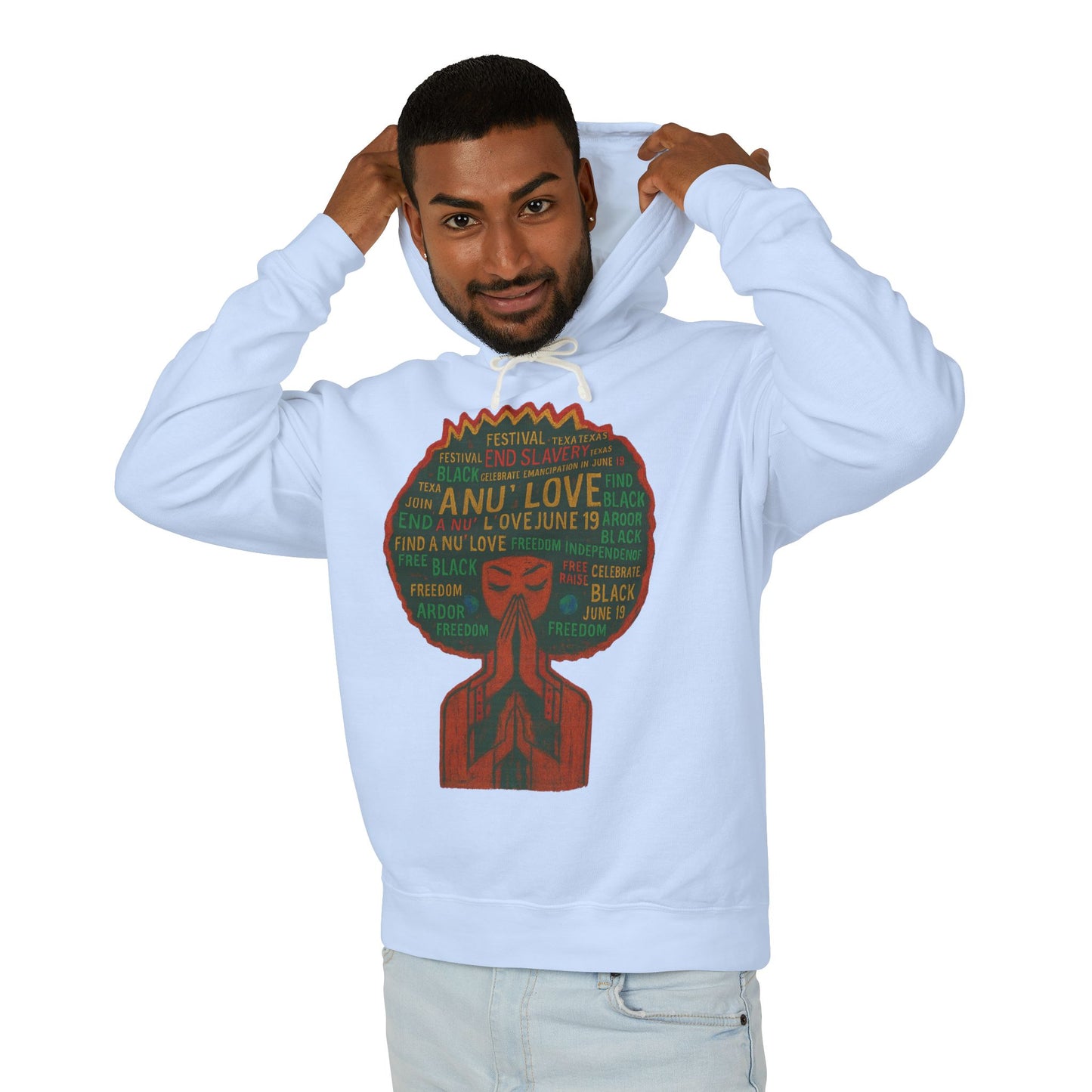 Afro Love Typography Hoodie — Black Pride Afro Woman Graphic Sweatshirt