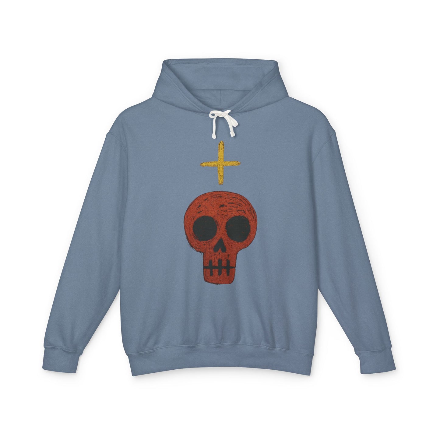 Skull Cross Minimal Hoodie — Gothic Red Skull Graphic Sweatshirt