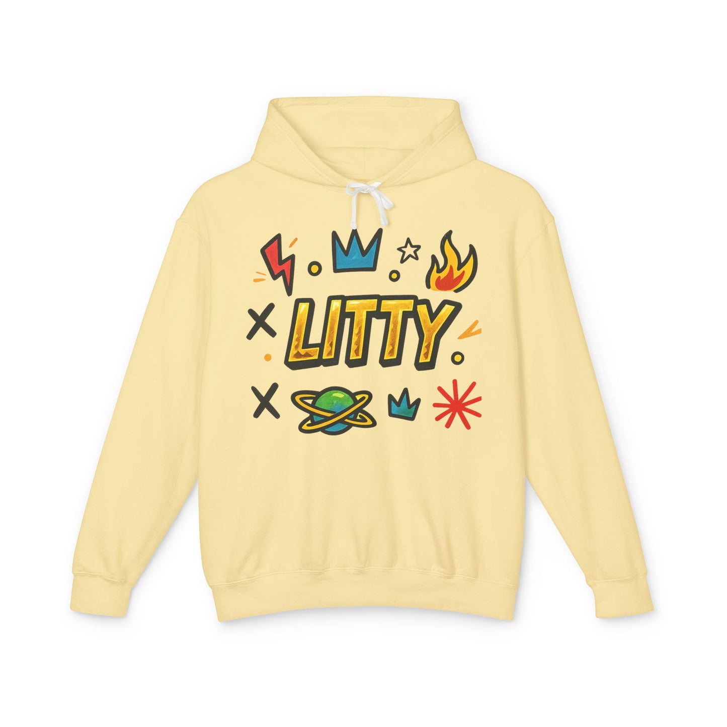 Litty Graphic Hoodie — Fun Cartoon Doodle Streetwear Pullover