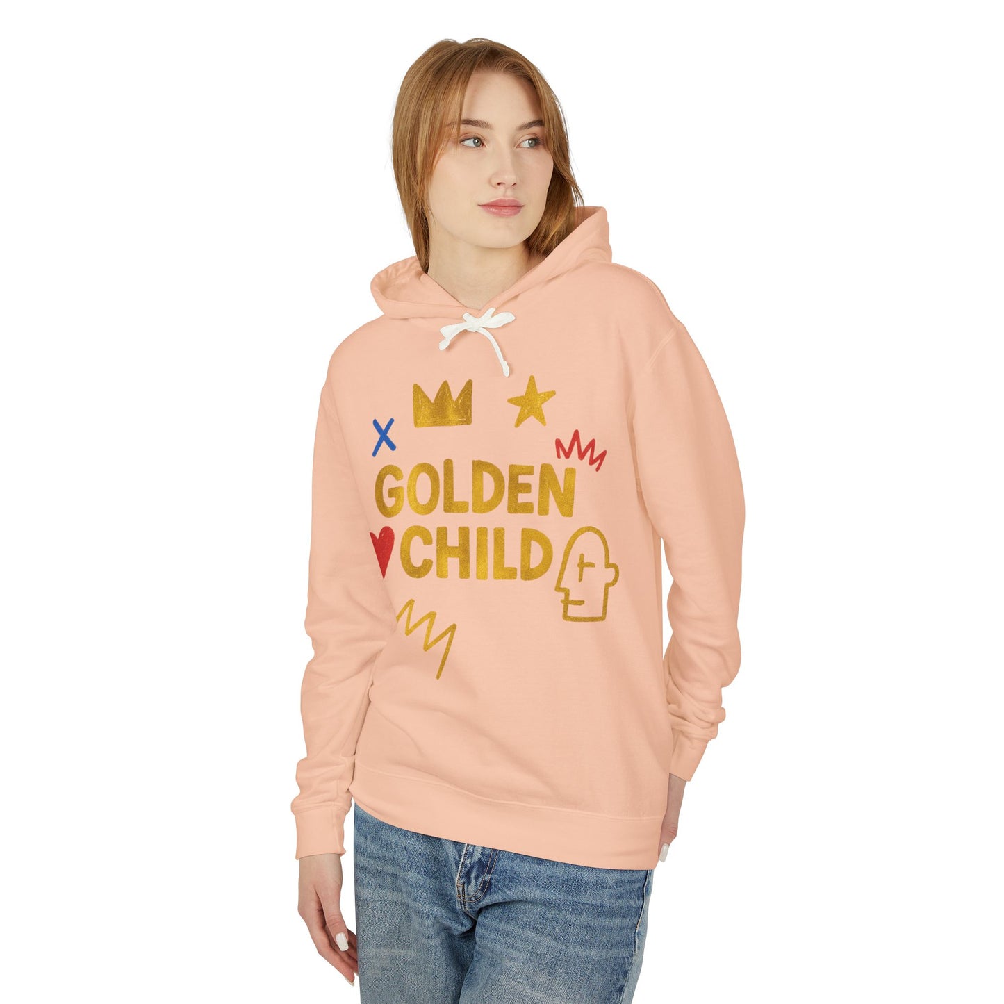Golden Child Hoodie — Cute Gold Graphic Lightweight Sweatshirt