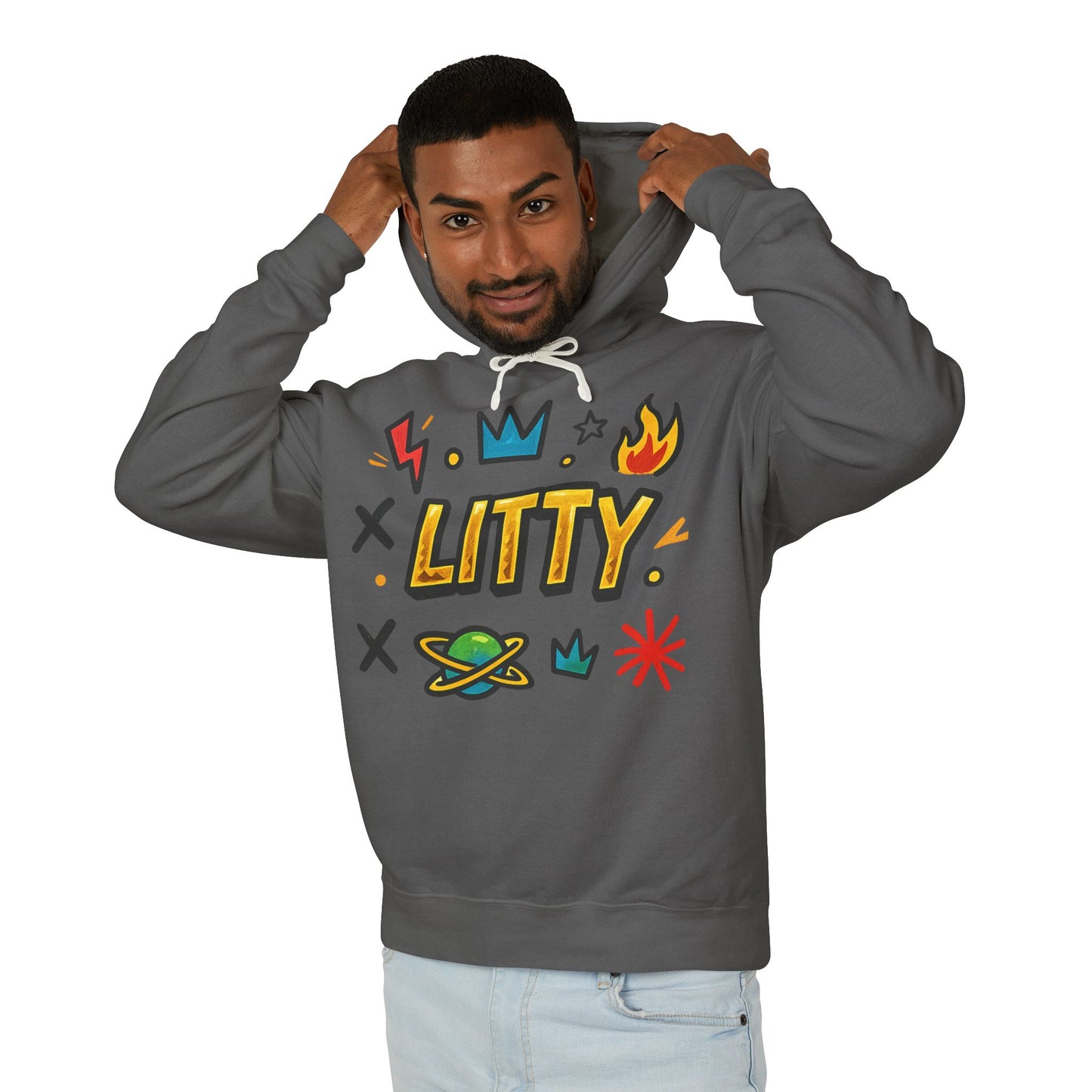 Litty Graphic Hoodie — Fun Cartoon Doodle Streetwear Pullover