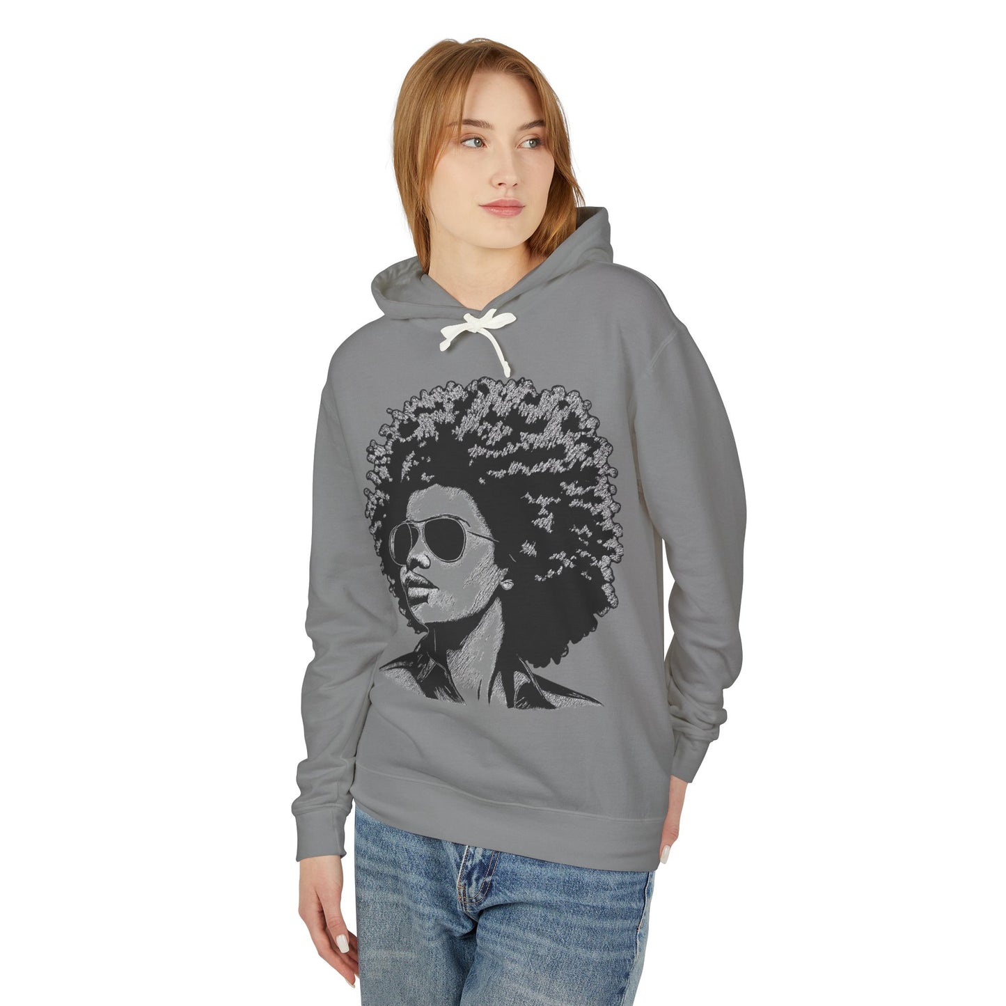 Afro Chic Portrait Hoodie — Retro Afrocentric Graphic Sweatshirt