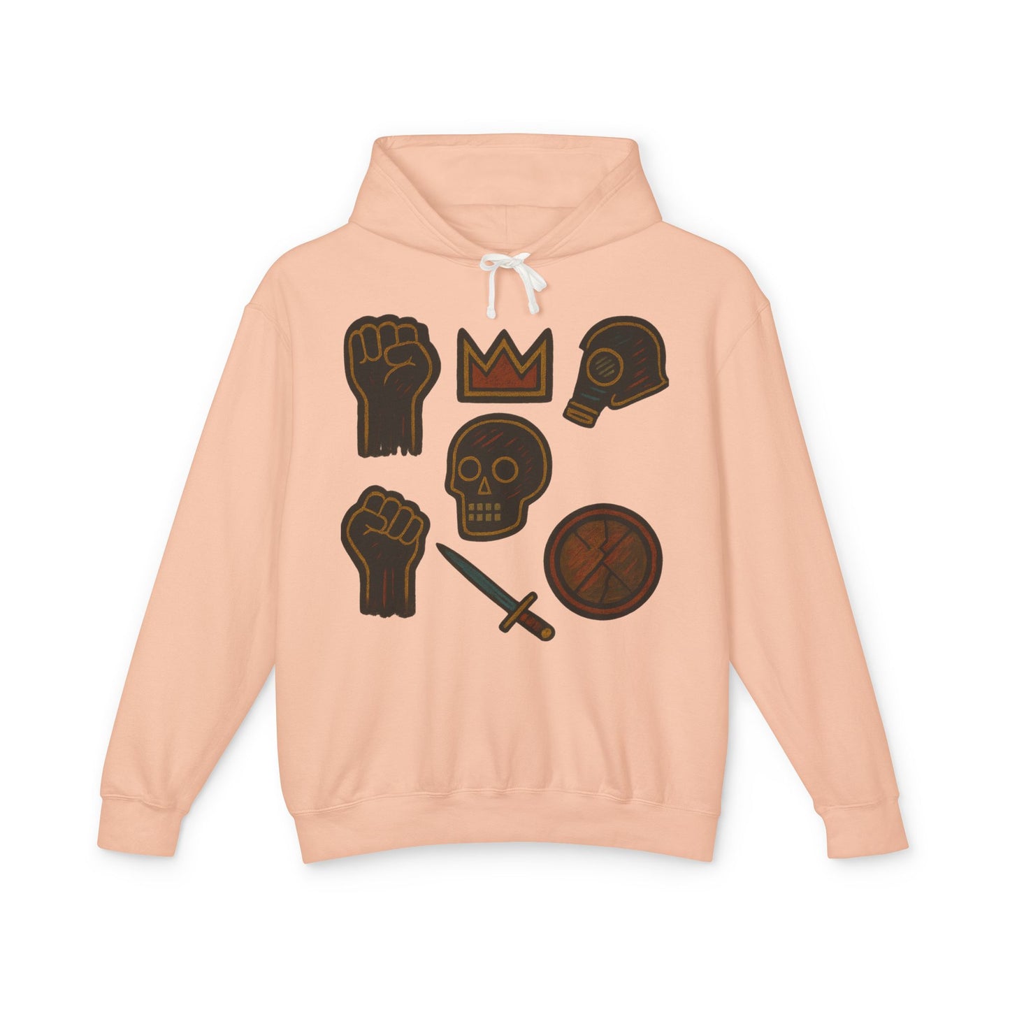 Iconic Goth Sports Hoodie — Crown, Skull & Fist Graphic Pullover