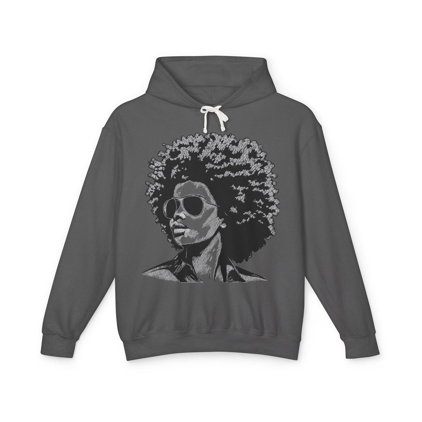 Afro Chic Portrait Hoodie — Retro Afrocentric Graphic Sweatshirt