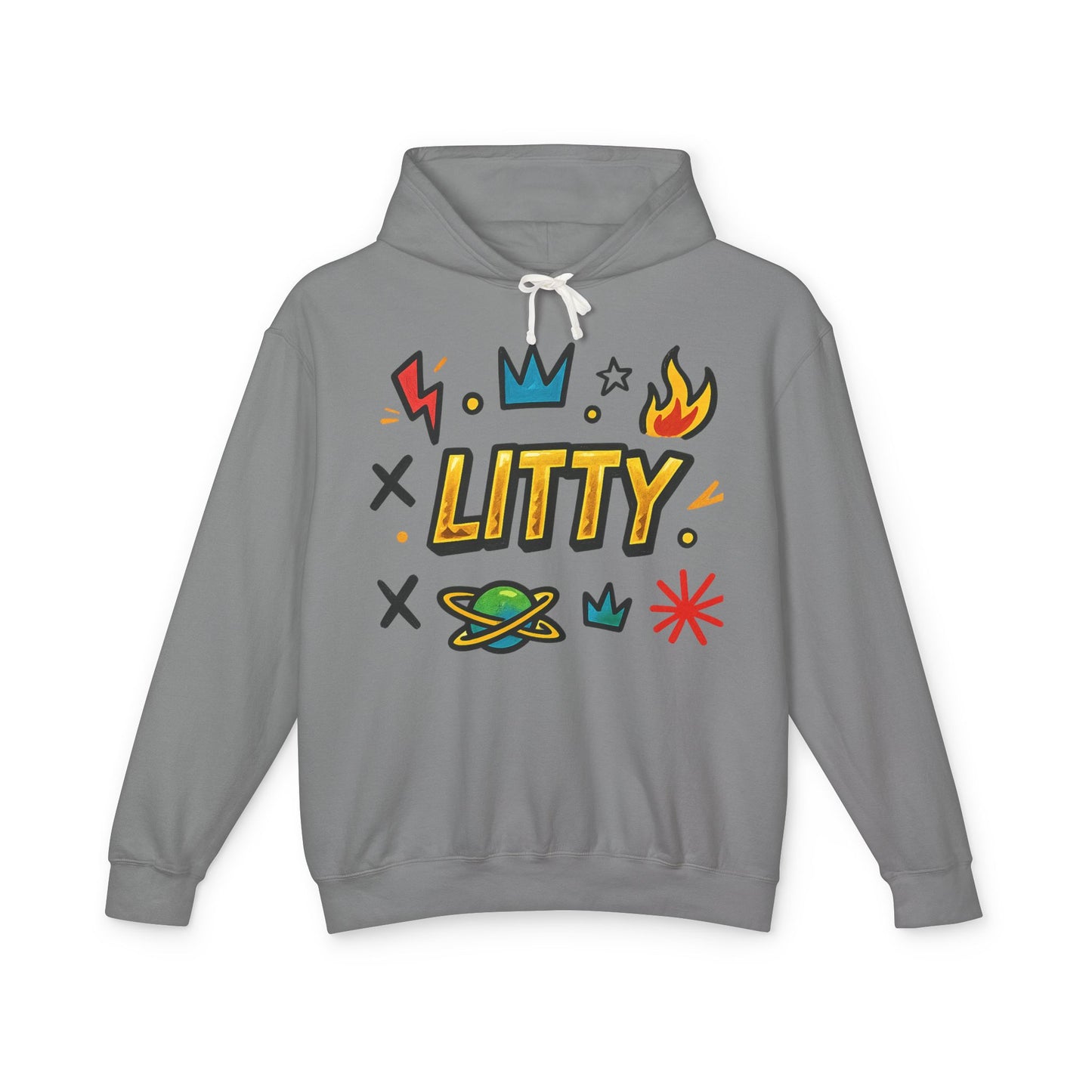 Litty Graphic Hoodie — Fun Cartoon Doodle Streetwear Pullover