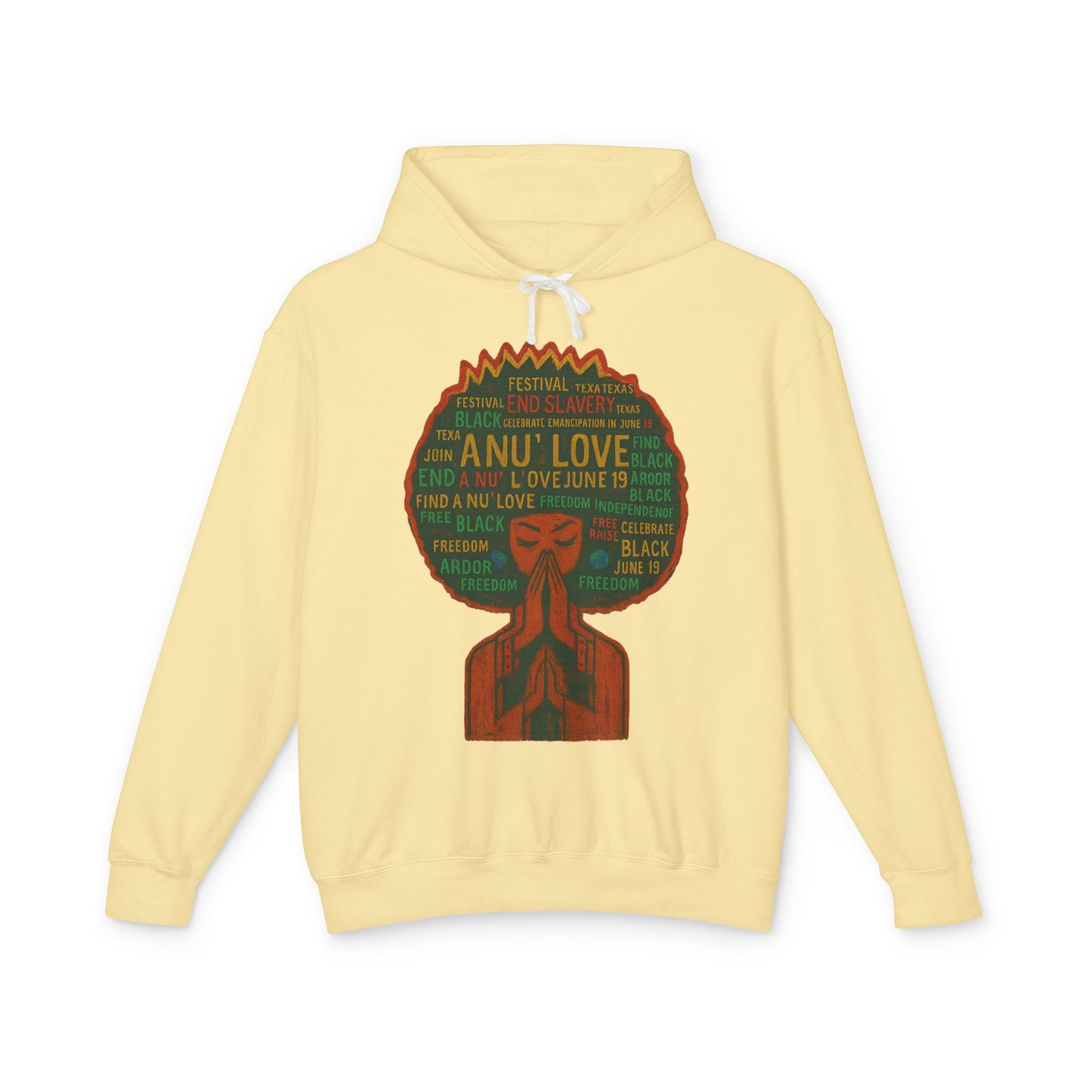 Afro Love Typography Hoodie — Black Pride Afro Woman Graphic Sweatshirt