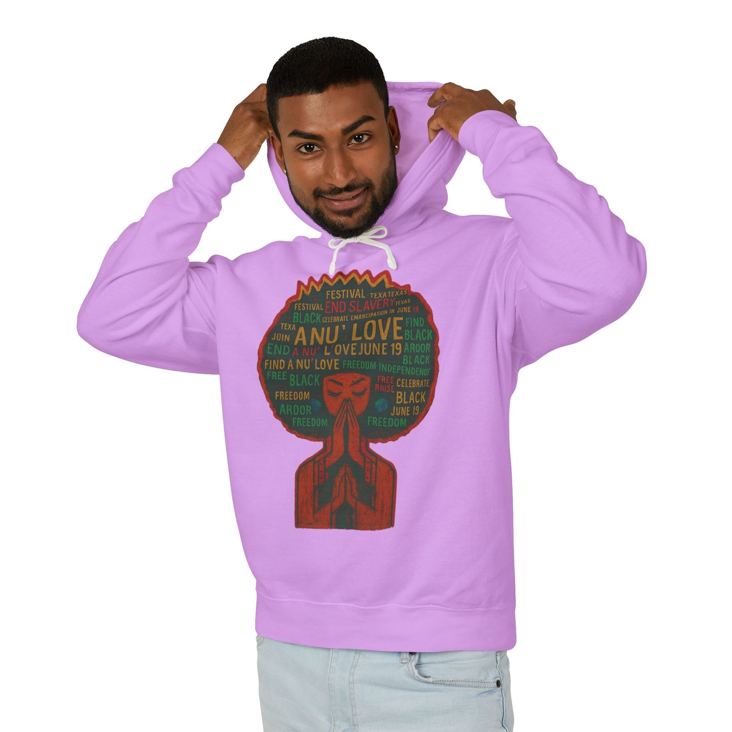 Afro Love Typography Hoodie — Black Pride Afro Woman Graphic Sweatshirt