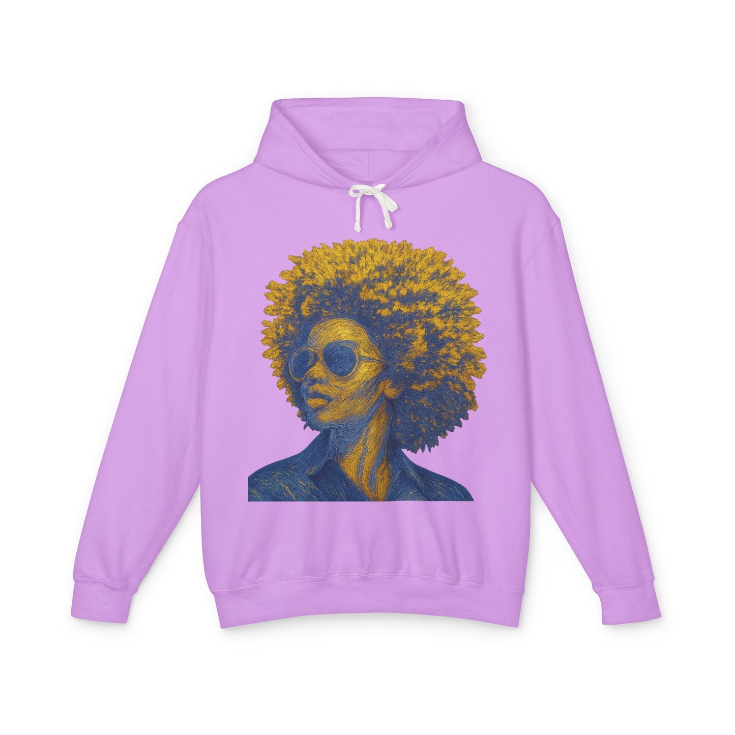Afro Chic Portrait Hoodie — Vintage Retro Woman with Sunglasses Sweatshirt
