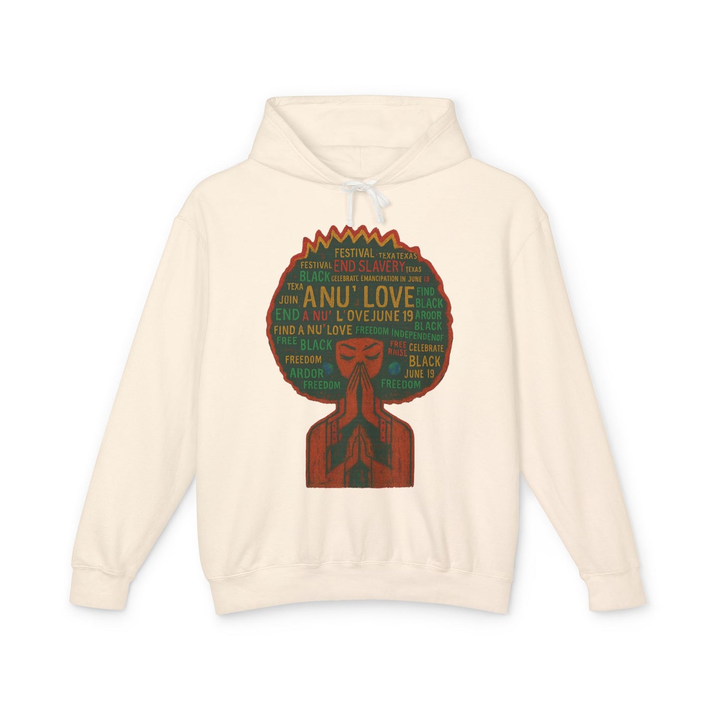 Afro Love Typography Hoodie — Black Pride Afro Woman Graphic Sweatshirt