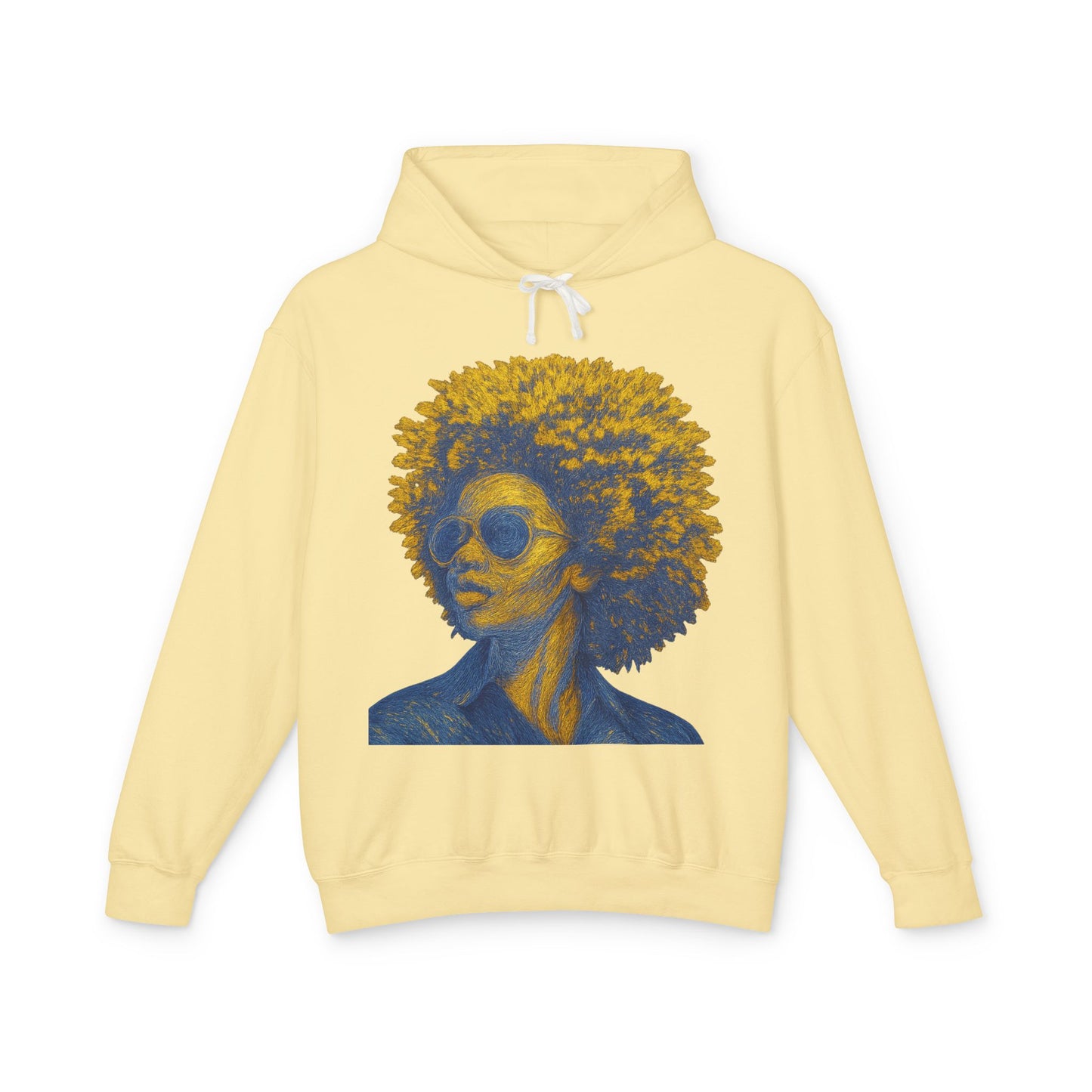 Afro Chic Portrait Hoodie — Vintage Retro Woman with Sunglasses Sweatshirt