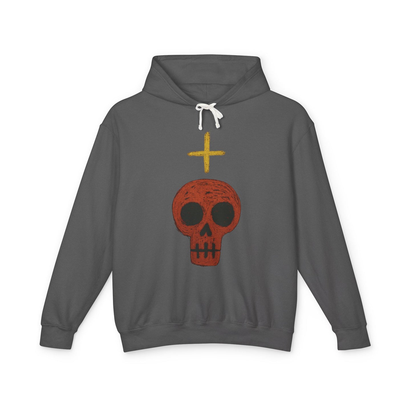 Skull Cross Minimal Hoodie — Gothic Red Skull Graphic Sweatshirt